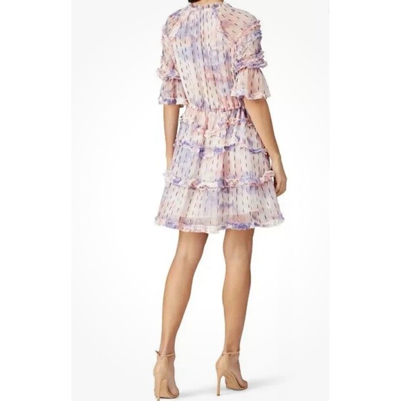 Hemant and Nandita Vivian Dress M Tiered Purple White Shower  Size XS - Picture 2 of 11